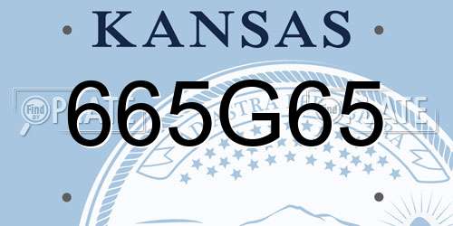 665G65 Kansas License Plate