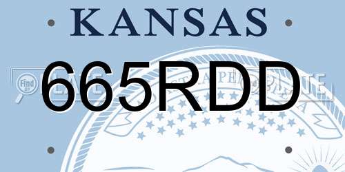 665RDD Kansas License Plate