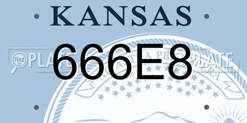 666E8 Kansas License Plate