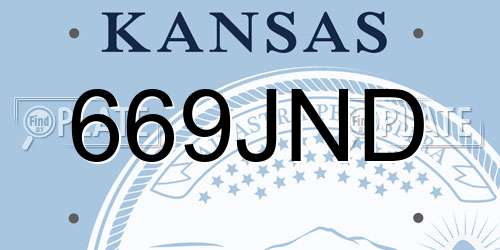 669JND Kansas License Plate