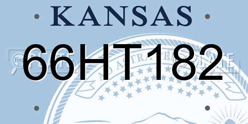 66HT182 Kansas License Plate
