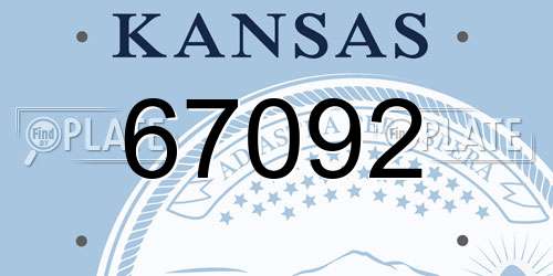 67092 Kansas License Plate