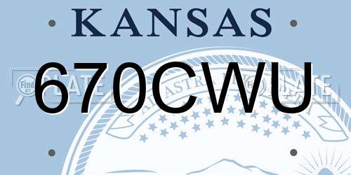 670CWU Kansas License Plate