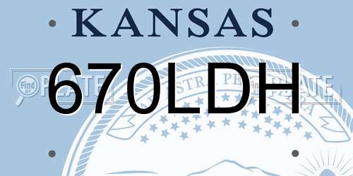 670LDH Kansas License Plate