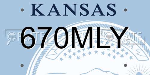 670MLY Kansas License Plate