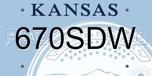670SDW Kansas License Plate