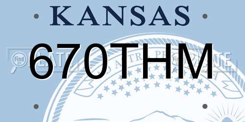 670THM Kansas License Plate