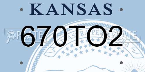 670TO2 Kansas License Plate