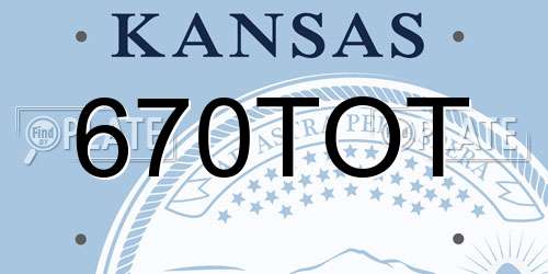 670TOT Kansas License Plate