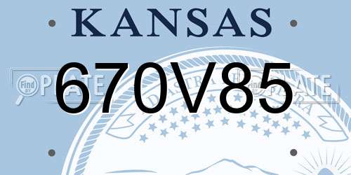 670V85 Kansas License Plate