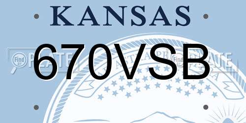 670VSB Kansas License Plate