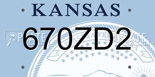 670ZD2 Kansas License Plate