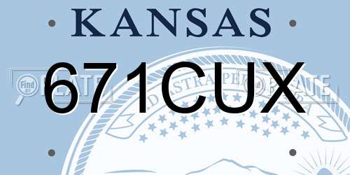 671CUX Kansas License Plate