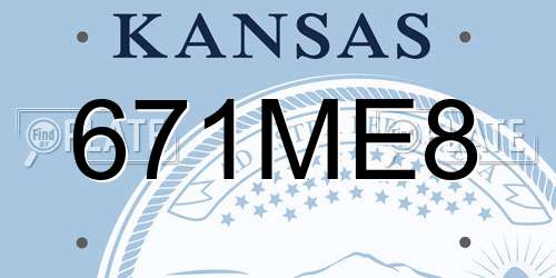 671ME8 Kansas License Plate