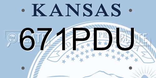 671PDU Kansas License Plate
