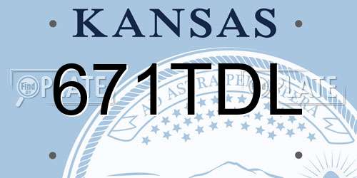671TDL Kansas License Plate
