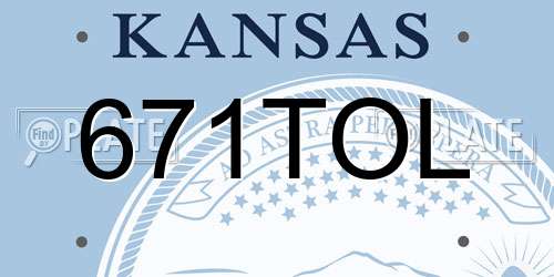 671TOL Kansas License Plate