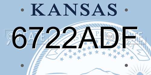 6722ADF Kansas License Plate