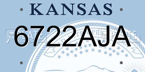 6722AJA Kansas License Plate