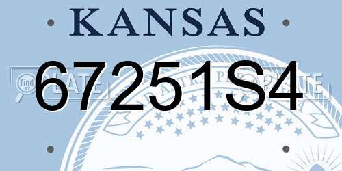 67251S4 Kansas License Plate