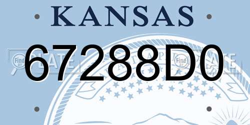 67288D0 Kansas License Plate