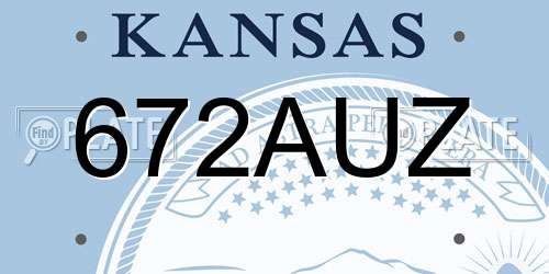 672AUZ Kansas License Plate