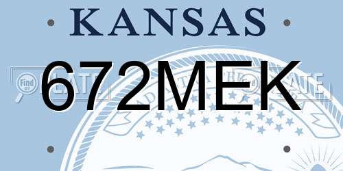 672MEK Kansas License Plate