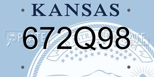 672Q98 Kansas License Plate