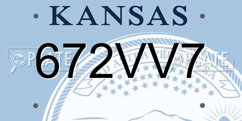 672VV7 Kansas License Plate