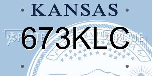 673KLC Kansas License Plate