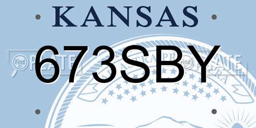 673SBY Kansas License Plate
