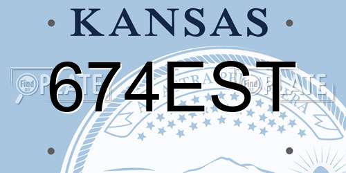 674EST Kansas License Plate