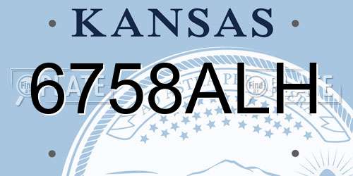 6758ALH Kansas License Plate