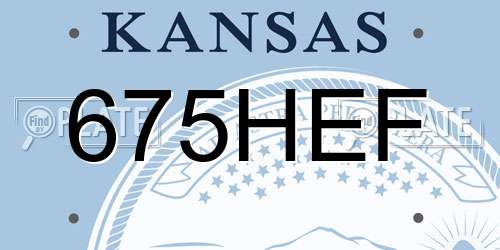 675HEF Kansas License Plate