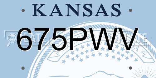 675PWV Kansas License Plate
