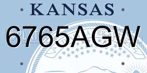 6765AGW Kansas License Plate