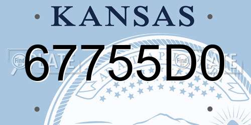 67755D0 Kansas License Plate