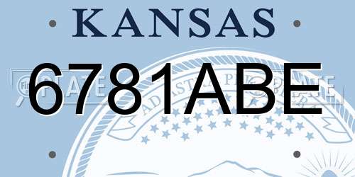 6781ABE Kansas License Plate