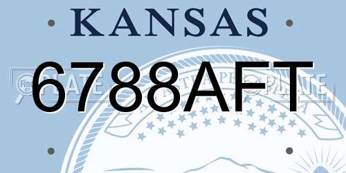 6788AFT Kansas License Plate