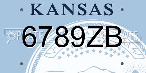 6789ZB Kansas License Plate