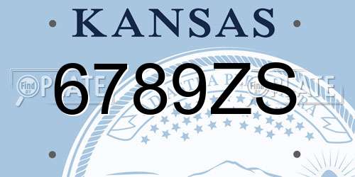 6789ZS Kansas License Plate