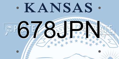 678JPN Kansas License Plate