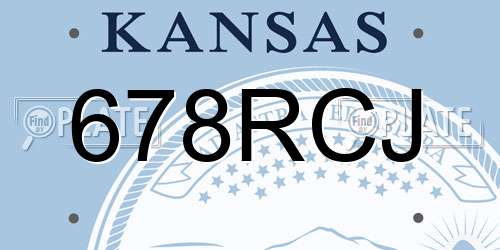 678RCJ Kansas License Plate