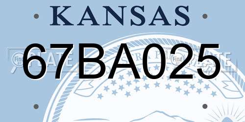 67BA025 Kansas License Plate