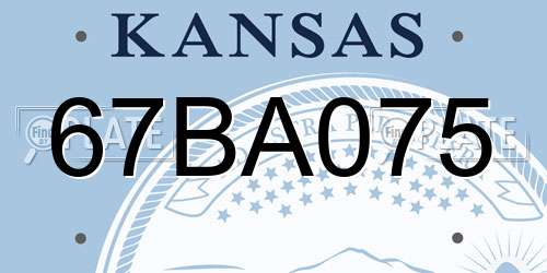 67BA075 Kansas License Plate
