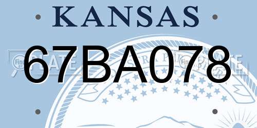 67BA078 Kansas License Plate