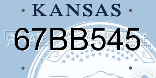 67BB545 Kansas License Plate