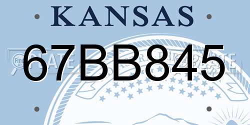 67BB845 Kansas License Plate