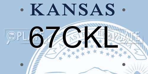 67CKL Kansas License Plate