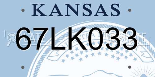 67LK033 Kansas License Plate